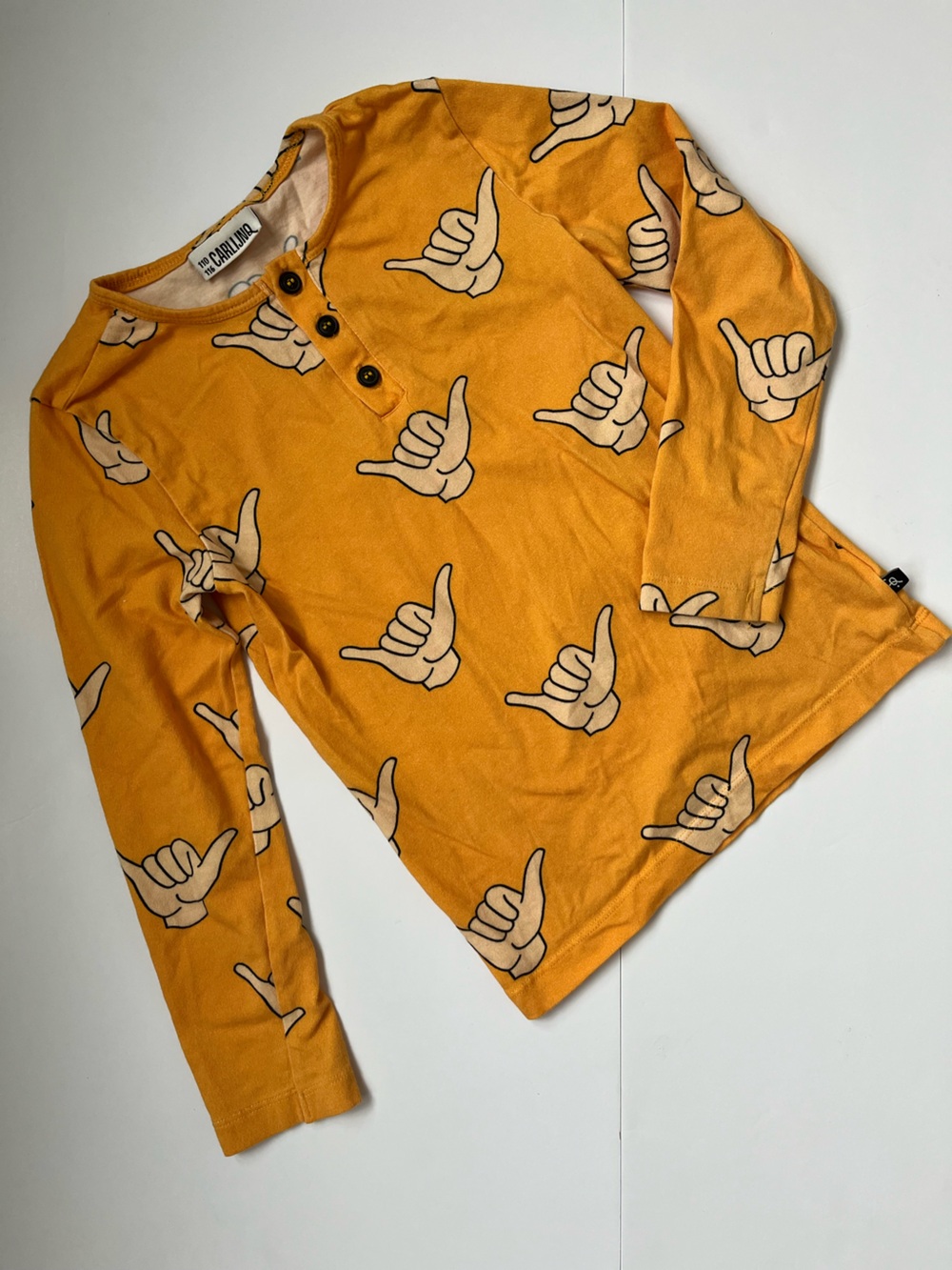 Carlijnq Orange Kids Shirt with Hand Sign Print